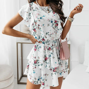 Women Casual Floral Print Ruffled Casual Dress