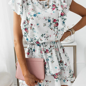 Women Casual Floral Print Ruffled Casual Dress