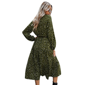 Women Leopard Printed Long Sleeve Dress