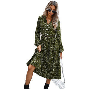 Women Leopard Printed Long Sleeve Dress